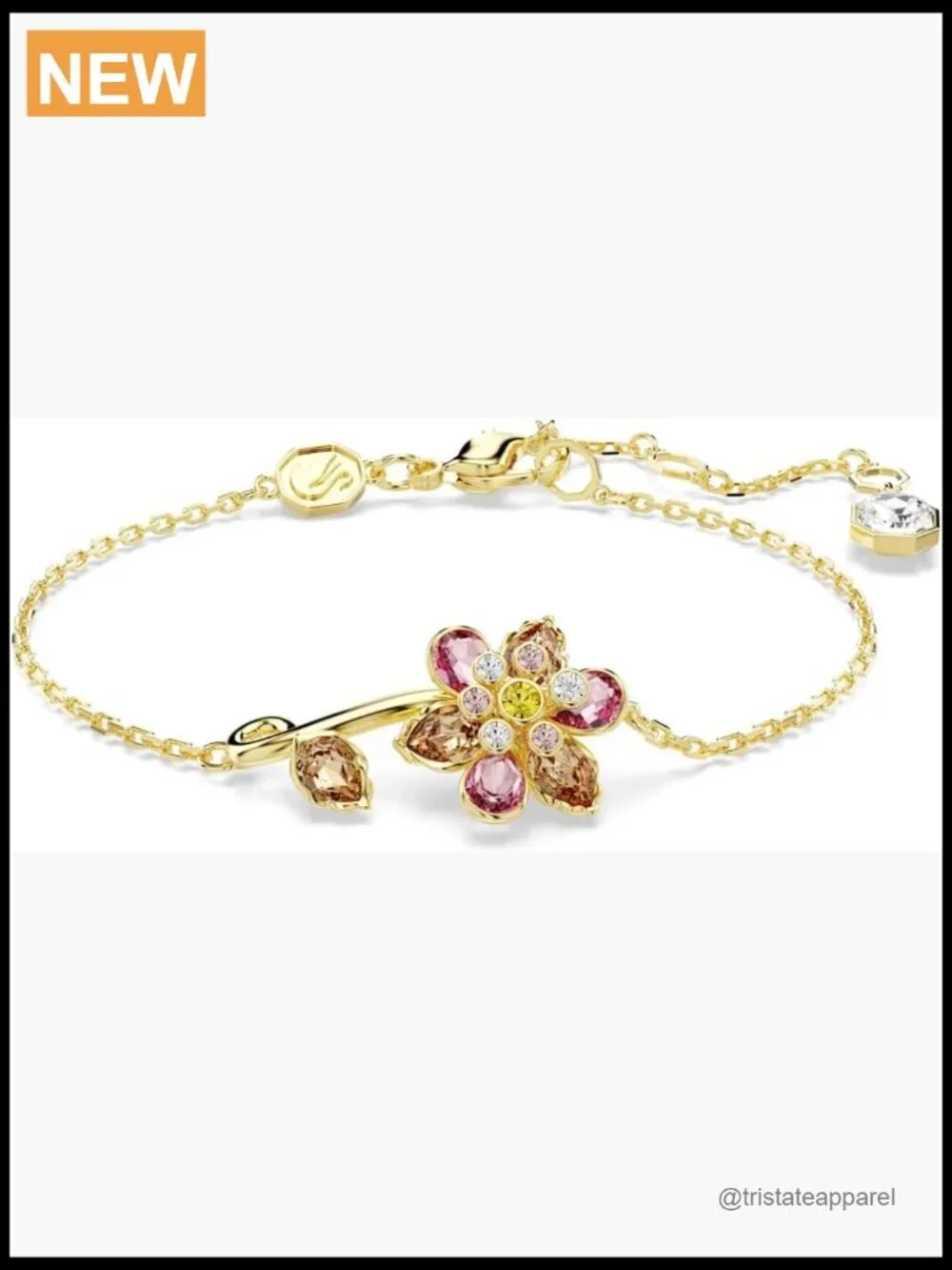 Swarovski Crystal Flower Bangle Bracelet Adjustable